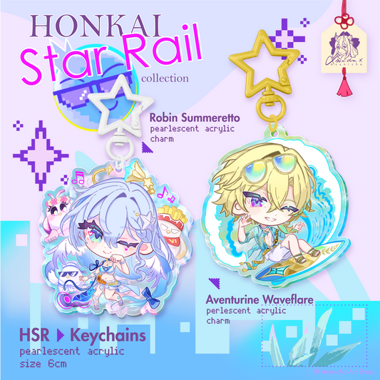 [PRE ORDER] Aventurine WaveFlare and Robin Summeretto HSR ◣ KEYCHAINS