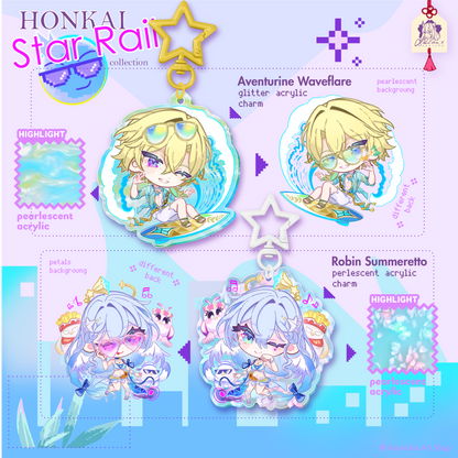 [PRE ORDER] Aventurine WaveFlare and Robin Summeretto HSR ◣ KEYCHAINS