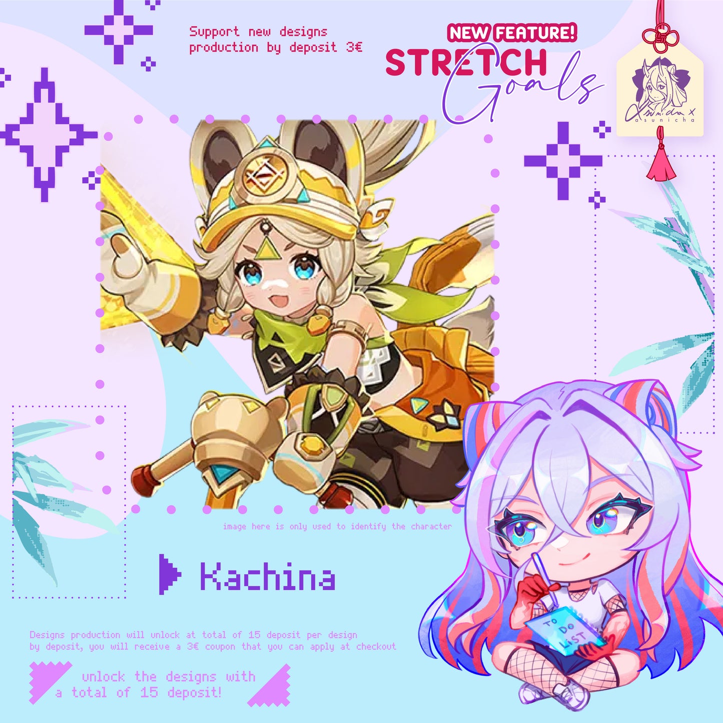 DEPOSIT 3€: Kachina Keychain ◣ STRETCH GOALS