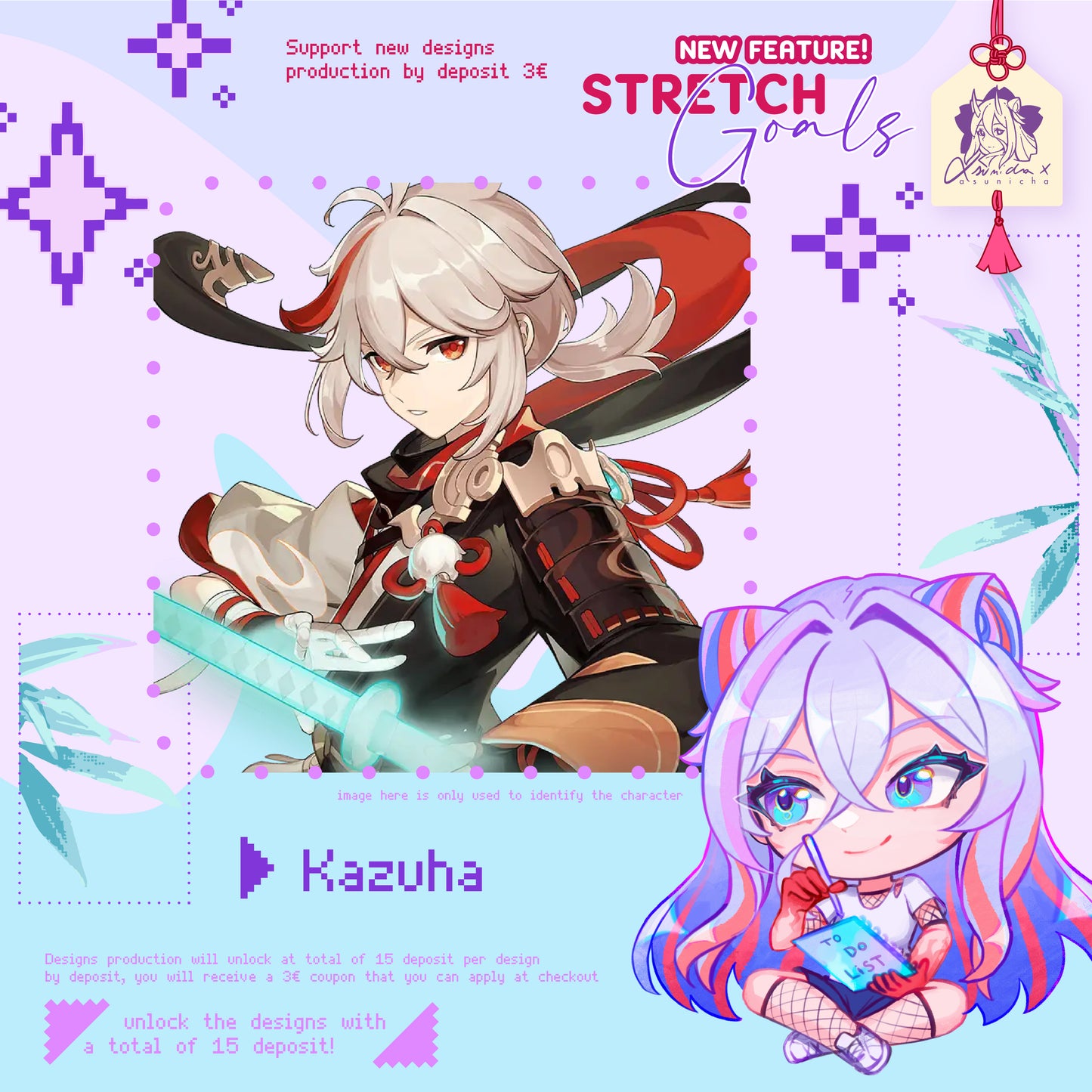 DEPOSIT 3€: Kazuha Keychain ◣ STRETCH GOALS