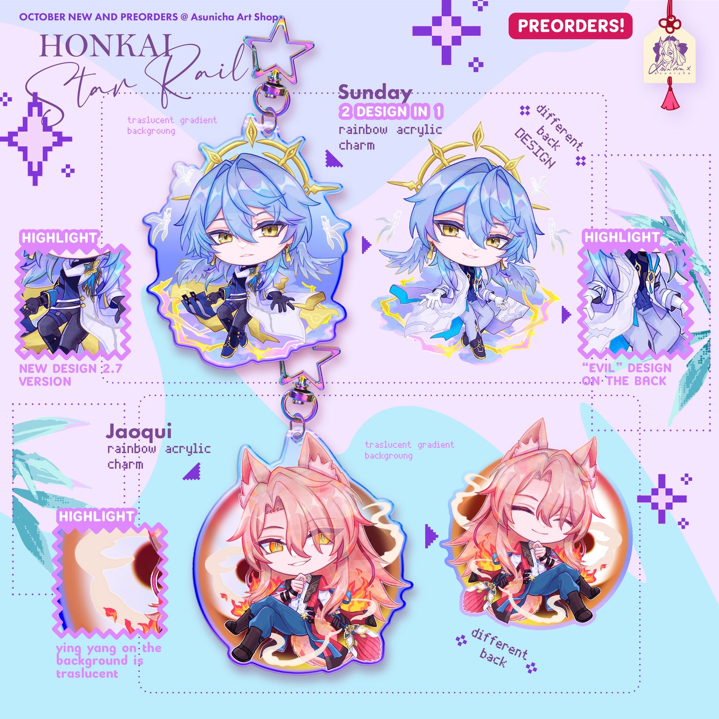 [PREORDER] Sunday and Jaoqui HSR ◣ KEYCHAIN